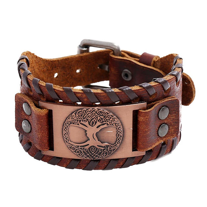 Pulsera De Cuero Equilibrio Árbol De La Vida De La Suerte Con Buddha Stones