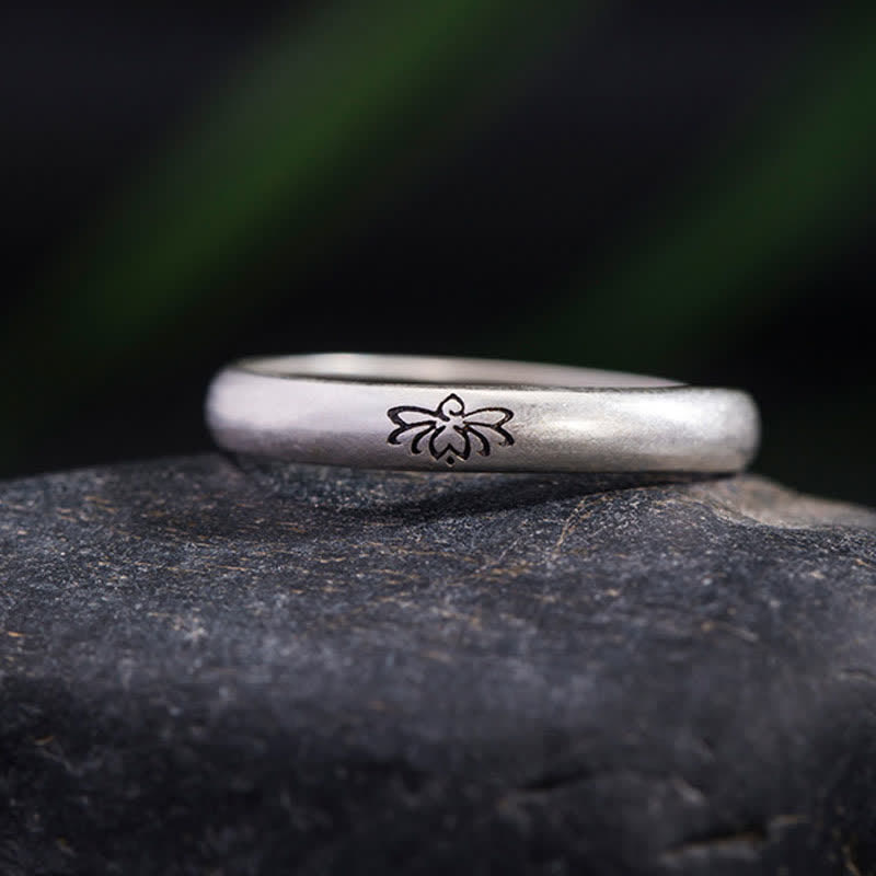 Anillo de iluminación de flor de loto de plata de ley 925
