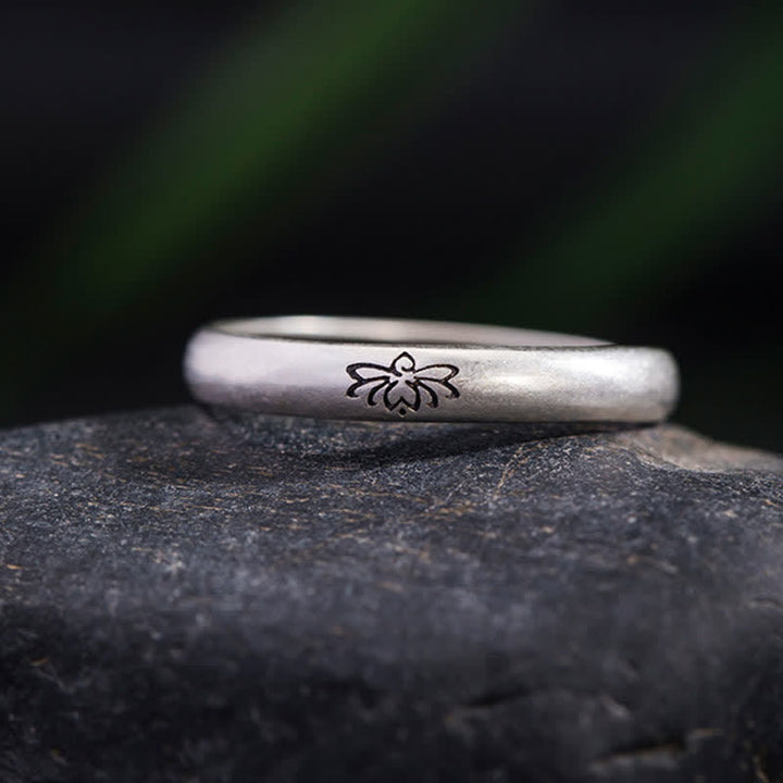 Anillo de iluminación de flor de loto de plata de ley 925