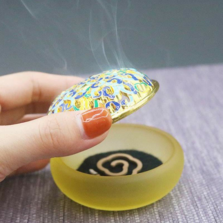 Quemador de incienso de meditación curativa de cristal Lotus Liuli