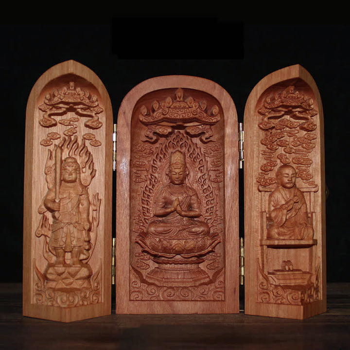 Avalokitesvara Kwan Yin Buda Cerezo Madera Compasión Decoración del Hogar Altar