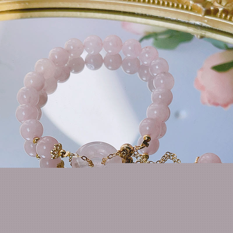 Pulsera con dije de amor con hebilla de paz y cristal rosa natural con Buddha Stones - image 1