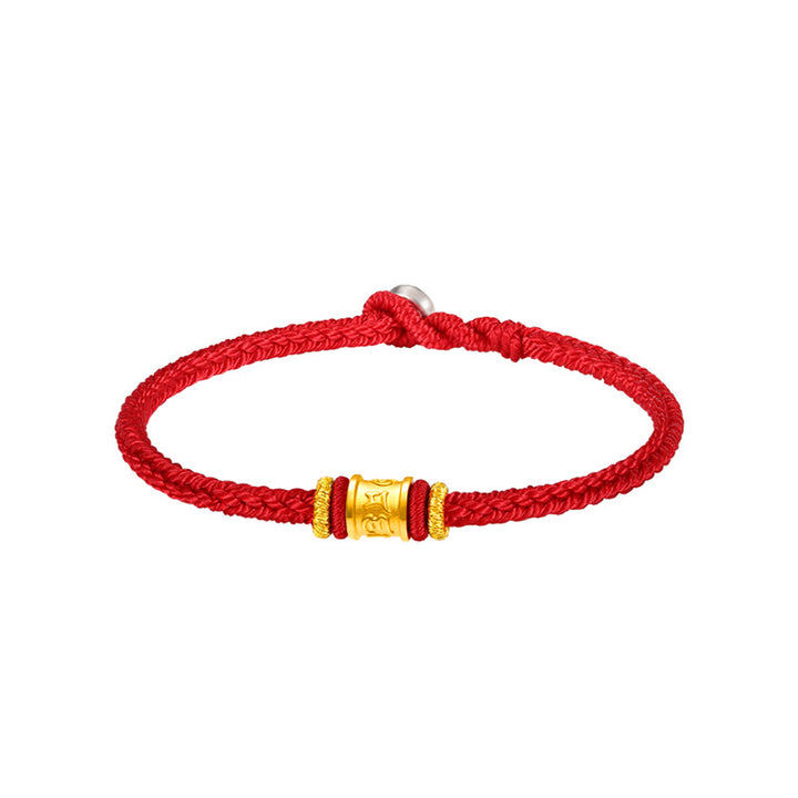 Pulsera de cuentas de la suerte con Buddha Stones Tíbet, oro 999, Om Mani Padme Hum, protección grabada