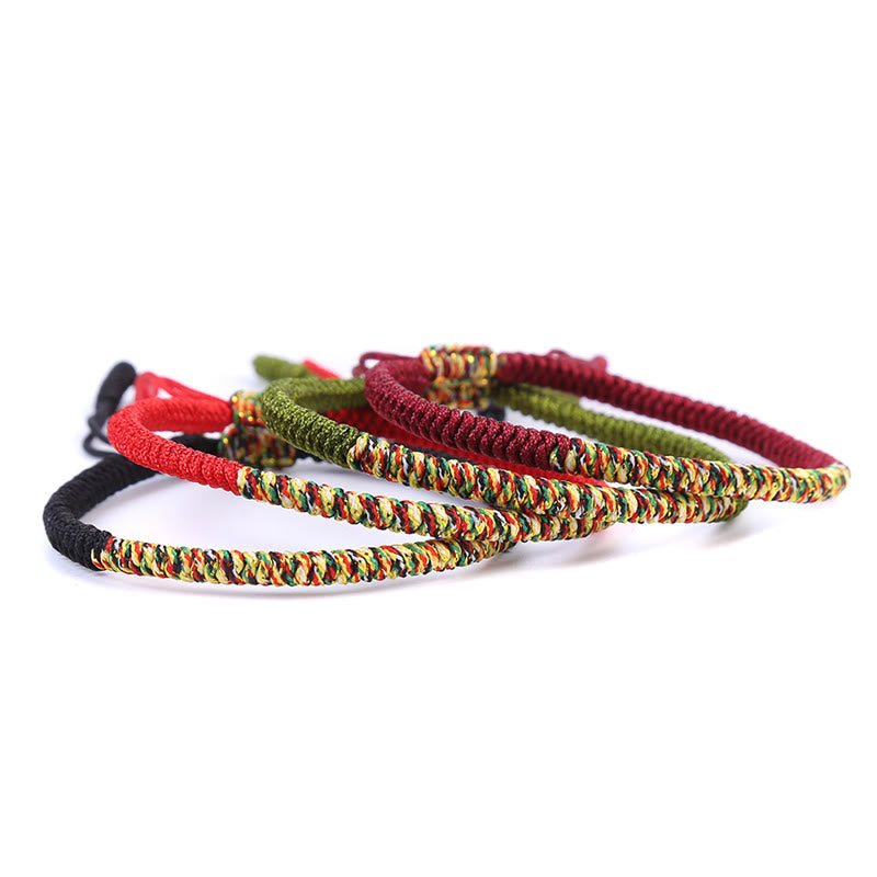 Pulsera trenzada de fuerza de la suerte con nudo King Kong multicolor hecha a mano tibetana con Buddha Stones