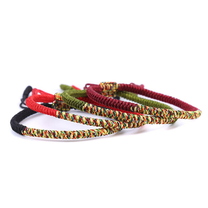 Pulsera trenzada de fuerza de la suerte con nudo King Kong multicolor hecha a mano tibetana con Buddha Stones