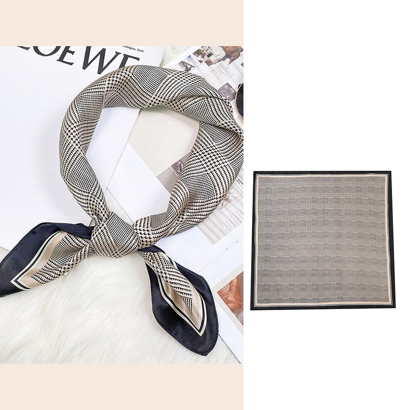 Buddha Stones escena pastoral globo aerostático flor de primavera 100% seda de morera cuello bufanda para el pelo - cuadrícula rayada - image 25