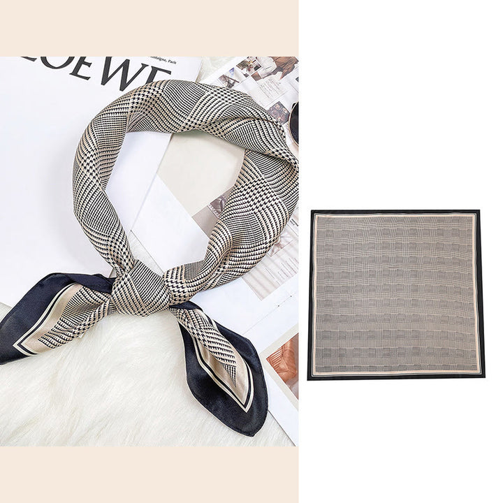 Buddha Stones escena pastoral globo aerostático flor de primavera 100% seda de morera cuello bufanda para el pelo - cuadrícula rayada - image 25