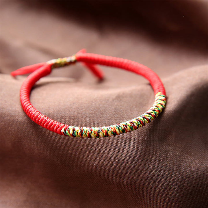 Pulsera trenzada de fuerza de la suerte con nudo King Kong multicolor hecha a mano tibetana con Buddha Stones