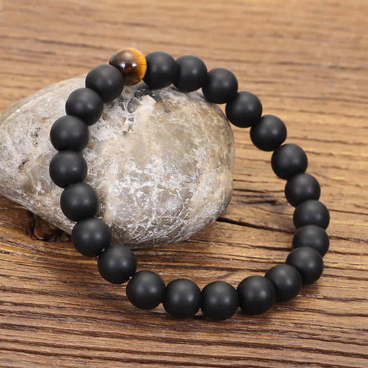 108 cuentas Mala piedra esmerilada ojo de tigre equilibrio pulsera collar colgante