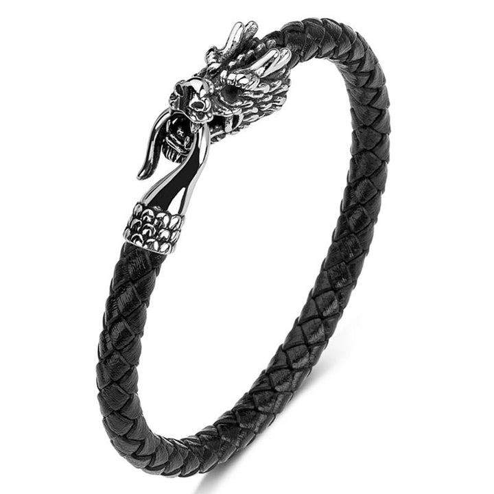 Pulsera de la suerte con protección de acero titanio y dragón de Buddha Stones - image 15