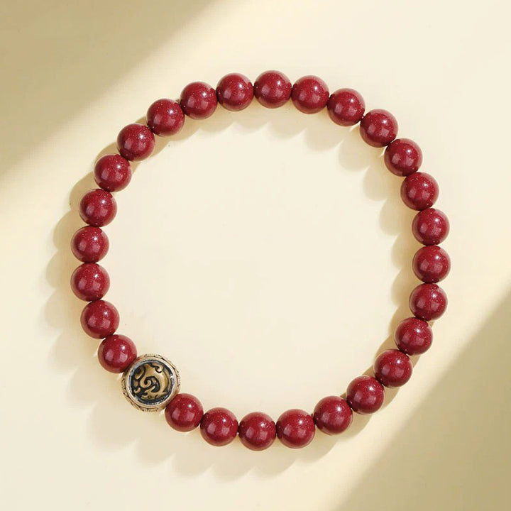 Pulsera de bendición de las cuatro bestias con cinabrio natural de plata de ley 925 con Buddha Stones