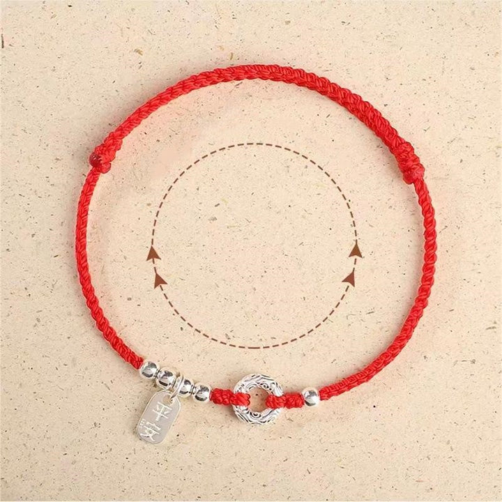 Tobillera con pulsera de sonido y seguridad con hebilla de paz y nubes propicias de Plata de Ley 925 con Buddha Stones