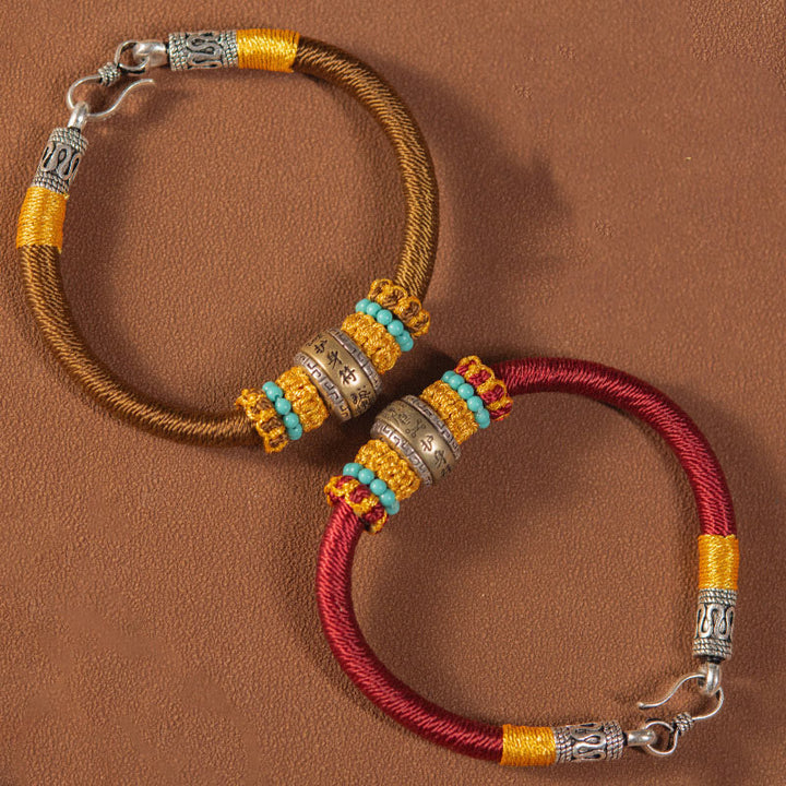 Pulsera trenzada de protección de la suerte con nudo King Kong, amuleto tibetano hecho a mano con Buddha Stones