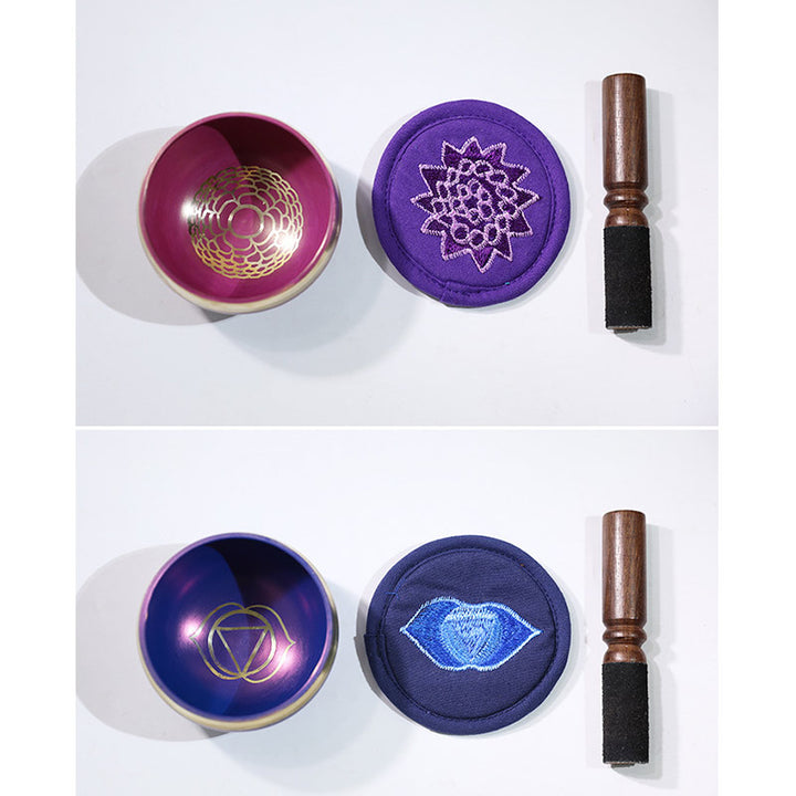 Cuenco tibetano de sonido con Buddha Stones , hecho a mano para la curación de chakras y la meditación de atención plena.