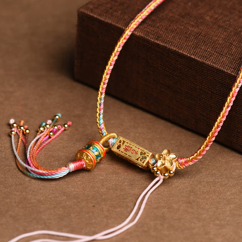 Colgante de collar de riqueza de cobre con cadena colorida de Buddha Stones