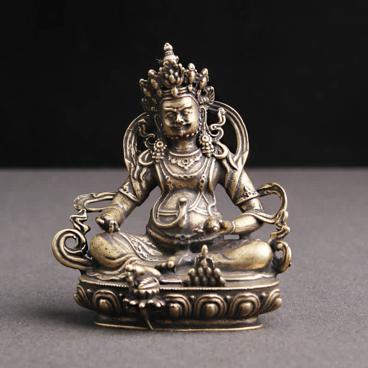 Estatuilla amarilla de Jambhala Bodhisattva, estatua de cobre de serenidad, decoración