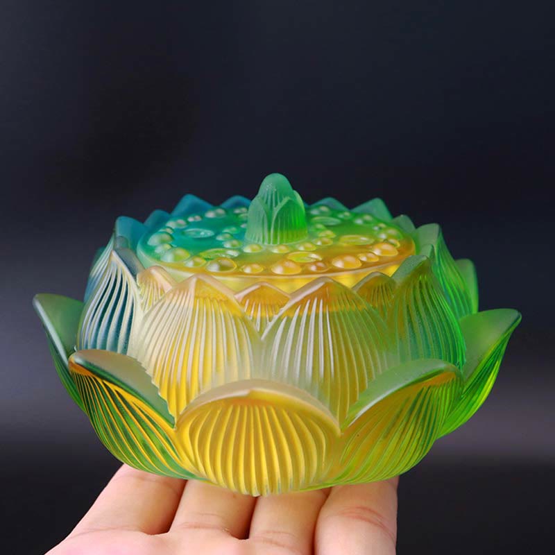Quemador de incienso de meditación curativa de cristal Lotus Liuli