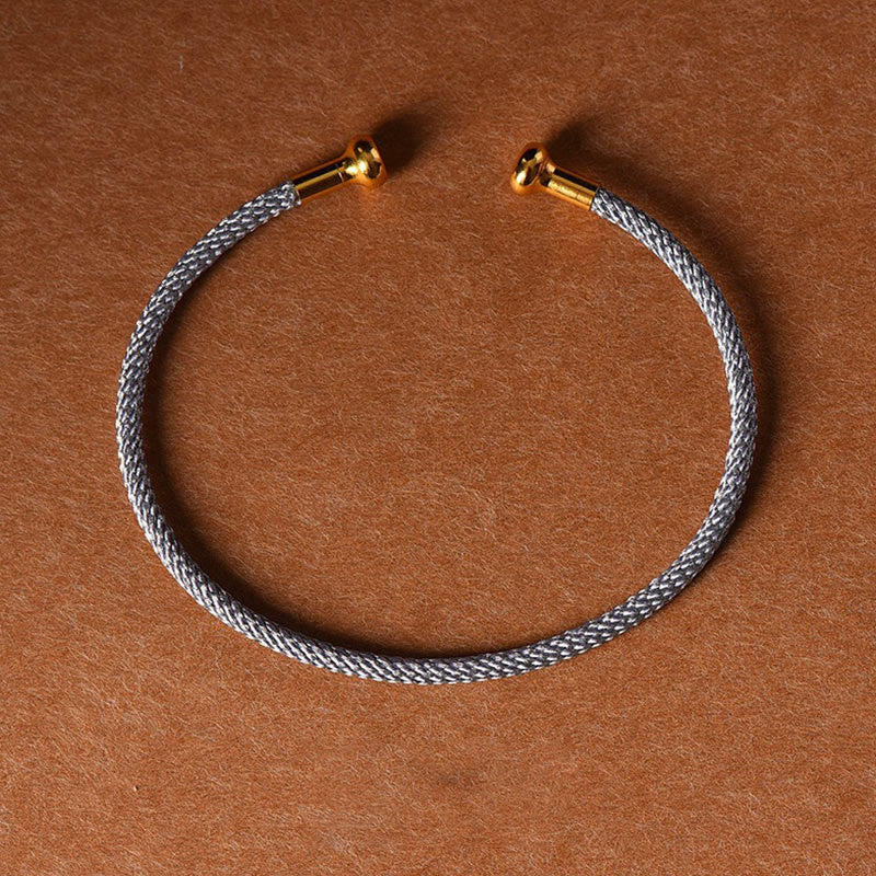 Pulsera de cuerda trenzada de la suerte hecha a mano con diseño simple de Buddha Stones - Gris - image 26