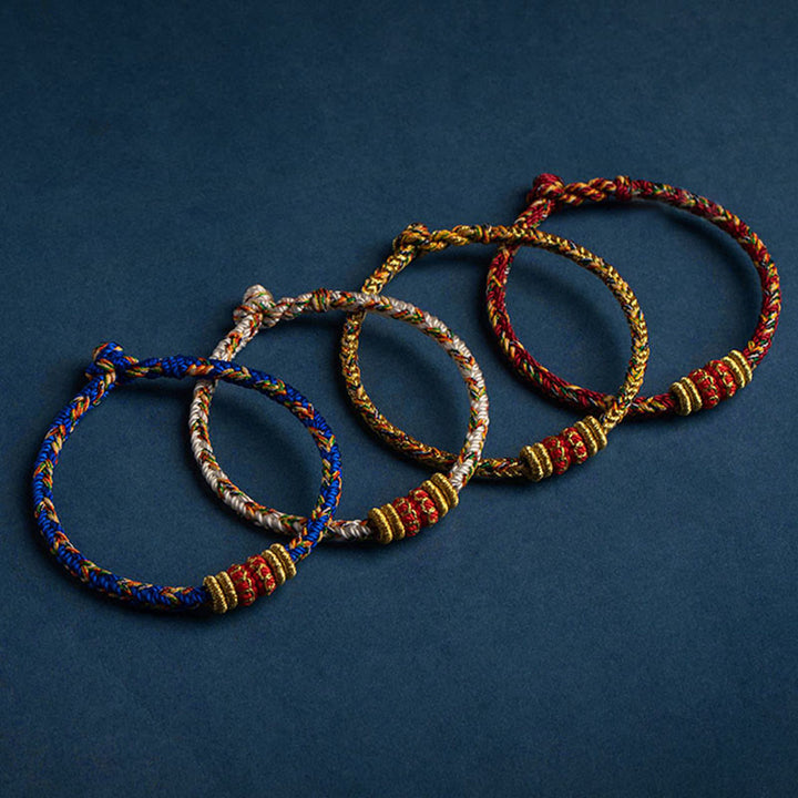 Pulsera de cuerda trenzada de fuerza de la suerte del Buda Natal del zodíaco chino hecha a mano del Tíbet con Buddha Stones