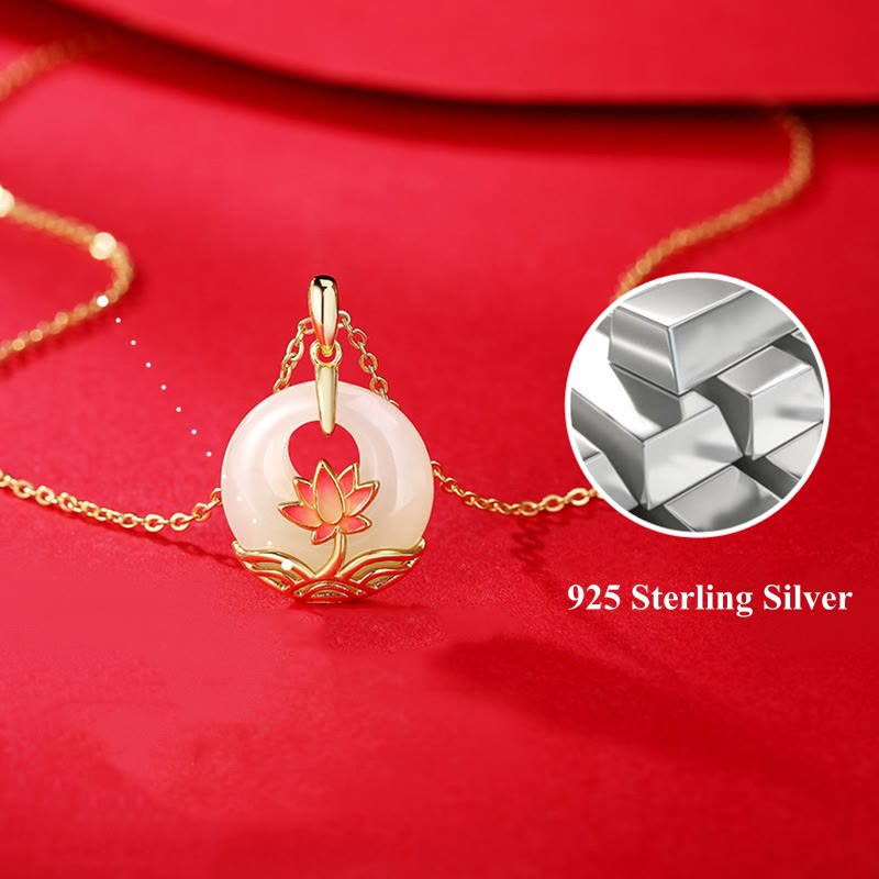 Collar con colgante de plata de ley 925 con Buddha Stones , jade blanco hetiano, flor de loto - image 9