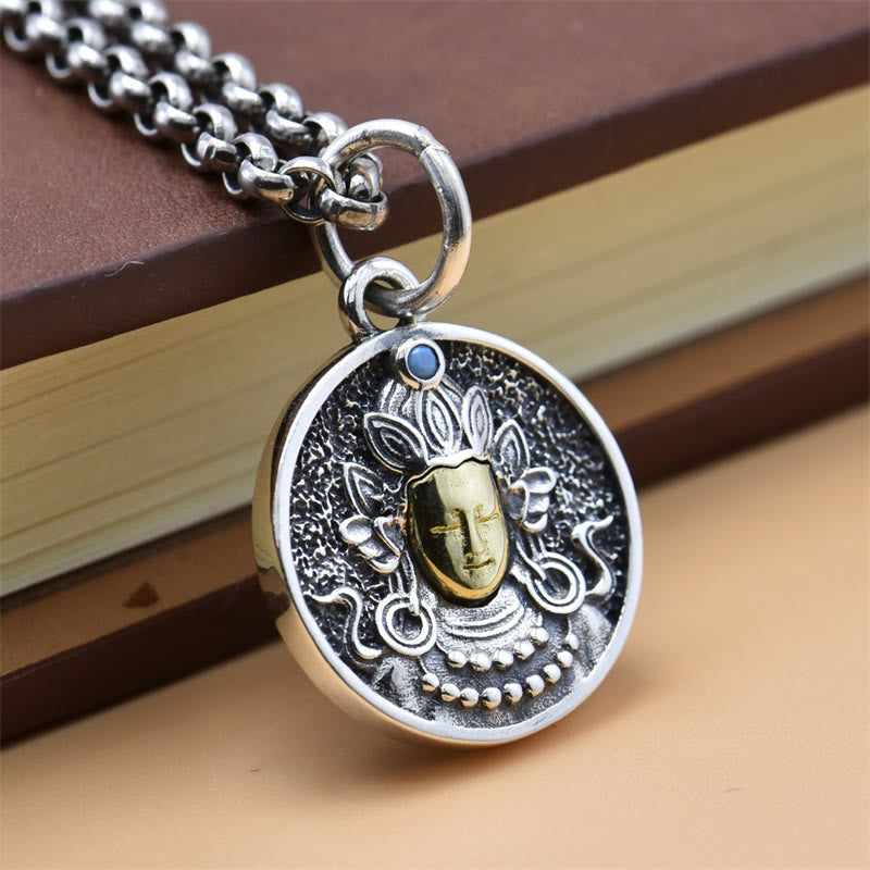 Collar con colgante de plata de ley 925 con Buddha Stones , Tara verde, doble Dorje Vajra - image 4
