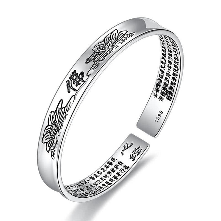 Corazón Sutra Mantra Lotus Paz Brazalete de cobre Brazalete