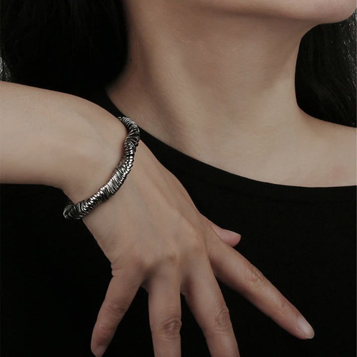 Pulsera de cadena curativa de riqueza con diseño trenzado vintage de plata de ley 925 con Buddha Stones