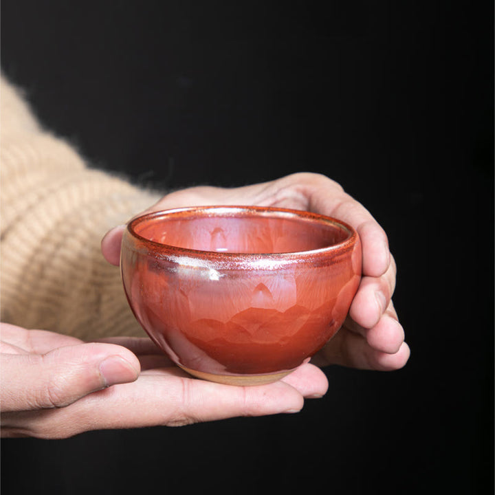 Taza de té de cerámica con diseño de loto Jianzhan chino hecho a mano con Buddha Stones , taza de té de Kung Fu