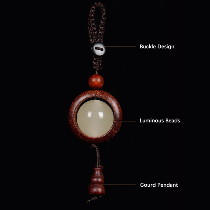 Buddha Stones, sándalo rojo, madera de ébano, sándalo verde, cuentas luminosas de la suerte, calabaza, llavero de la paz