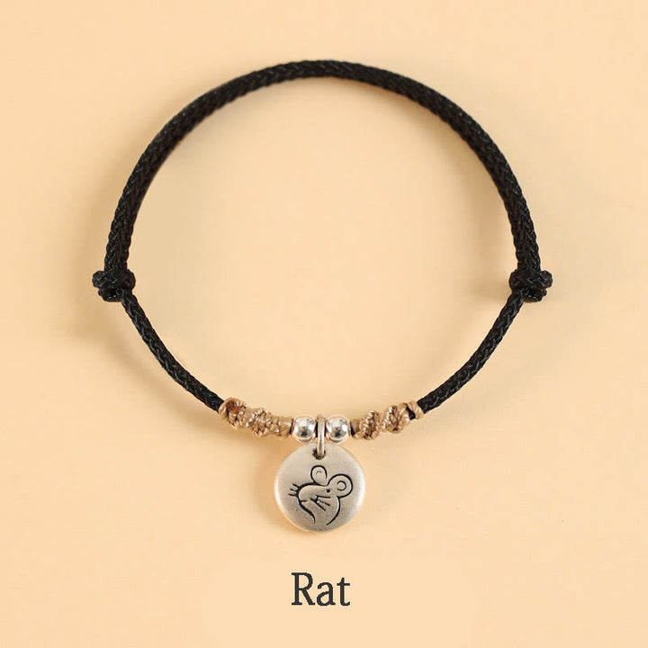 Pulsera trenzada de la suerte del zodíaco chino, hecha a mano, de plata de ley 999 con Buddha Stones, año del dragón