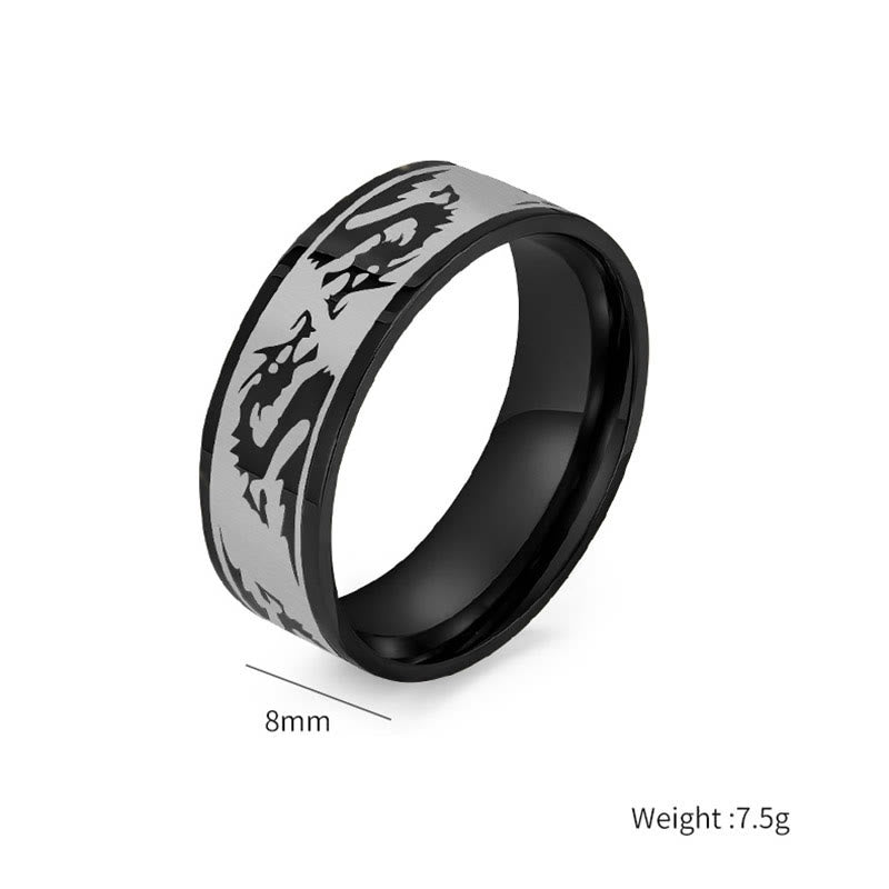 Anillo de acero de titanio con resistencia de protección tallada con dragón de Buddha Stones