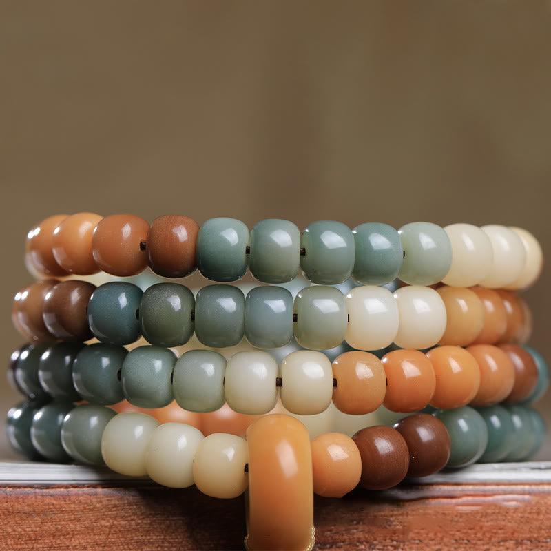 Buddha Stones 108 cuentas Mala gradiente semilla Bodhi Tara verde Buda grabado paz armonía pulsera