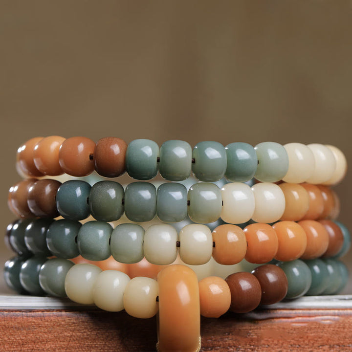 Buddha Stones 108 cuentas Mala gradiente semilla Bodhi Tara verde Buda grabado paz armonía pulsera