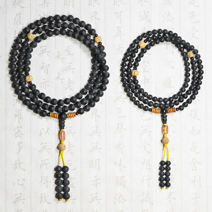 Pulsera curativa de ágata roja con semillas de ciprés tibetano Mala tibetano de Buddha Stones
