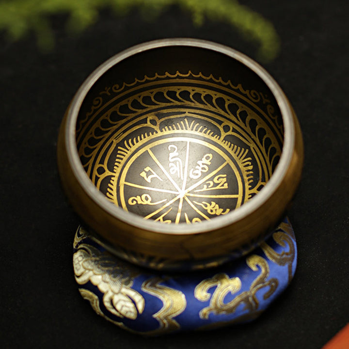 Buddha Stones Cuenco tibetano de sonido para meditación, hecho a mano para sanación, apoyo a la atención plena y protección. Juego de cuencos cantores. - image 2