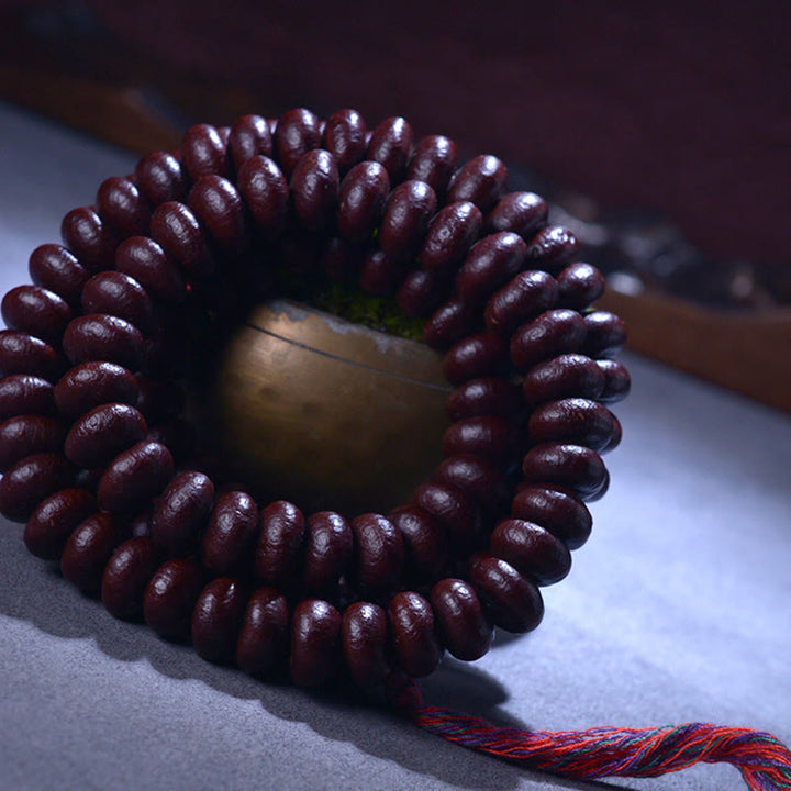 Pulsera de riqueza de semillas de Bodhi púrpura, 108 cuentas de Mala naturales del Tíbet, Buddha Stones