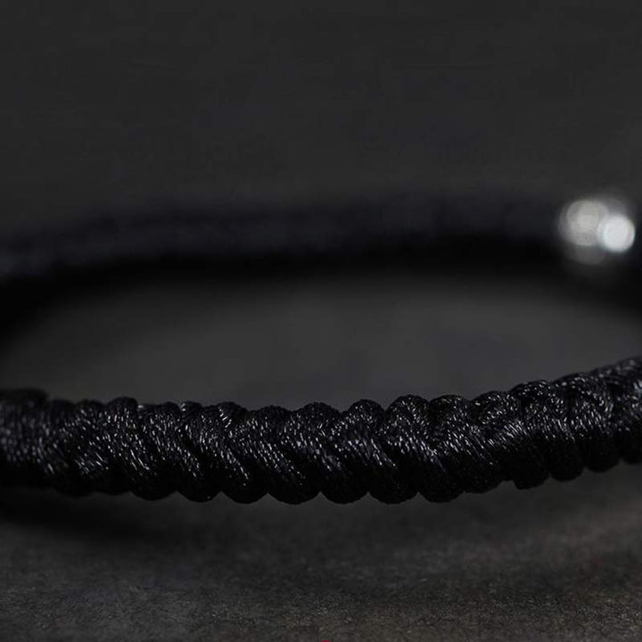 Pulsera de hilo trenzado con pez Koi de la suerte de plata con Buddha Stones