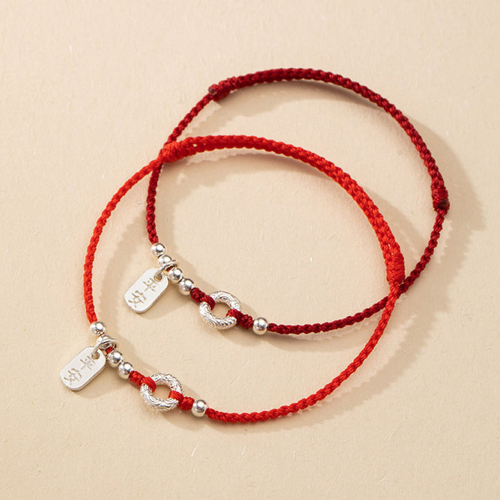 Tobillera con pulsera de sonido y seguridad con hebilla de paz y nubes propicias de Plata de Ley 925 con Buddha Stones