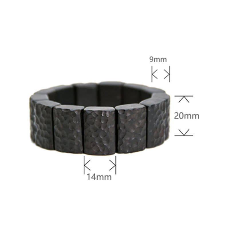 Pulsera de pareja de paz con textura de madera de ébano vintage con Buddha Stones