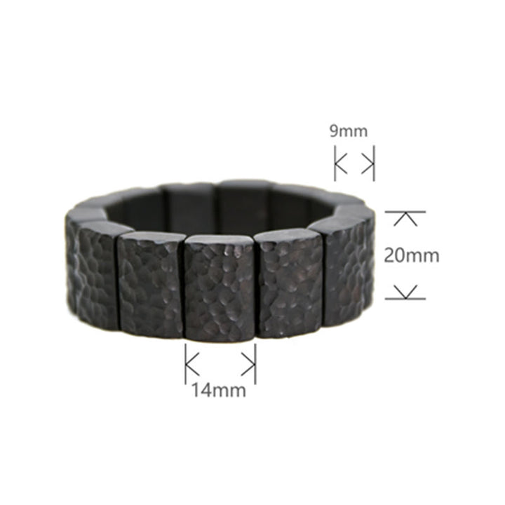 Pulsera de pareja de paz con textura de madera de ébano vintage con Buddha Stones