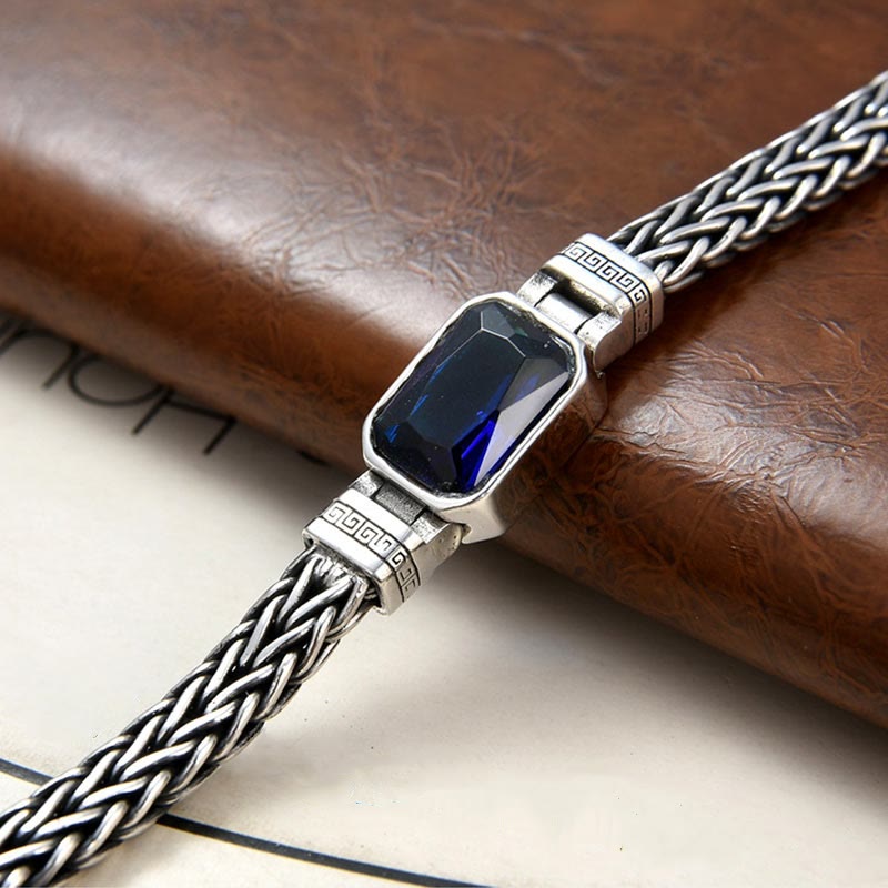 Pulsera con hebilla de riqueza curativa con diseño trenzado de quilla de dragón acrílico azul Retro con Buddha Stones