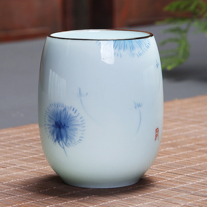 Taza de té de cerámica con Buddha Stones, pez Koi, paisaje de loto, diente de león, flor de peonía, taza de té de Kung Fu