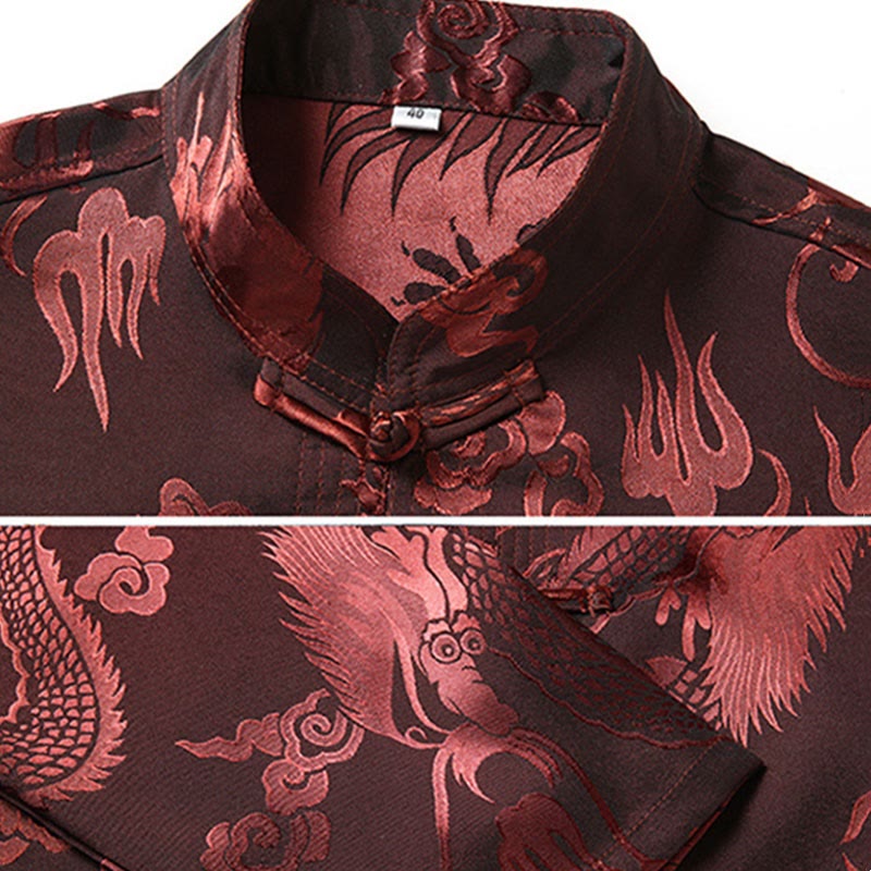 Traje Tang de Buddha Stones Hombres Hanfu Dragón Chino Ropa Tradicional Camisa de Kung Fu Uniforme Abrigo de Manga Larga Tops y Pantalones Ropa Conjunto para Hombres - image 6