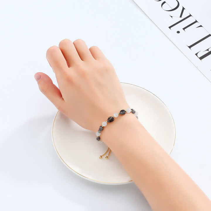 Pulsera de conciencia espiritual de cuarzo rutilado negro de cristal rosa amatista - image 12