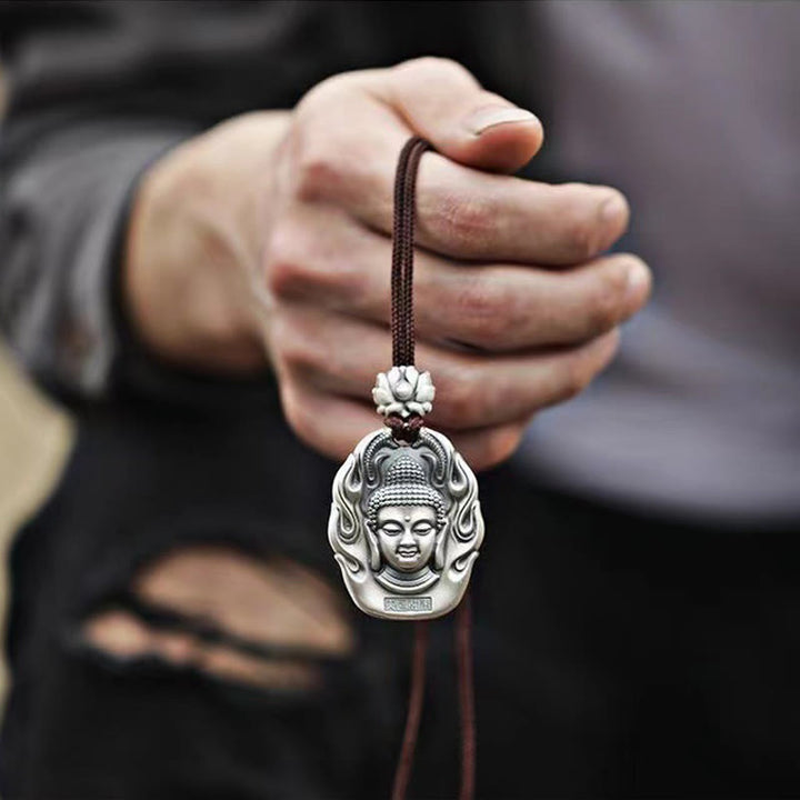 Buddha Stones del zodiaco chino, Buda natal Om Mani Padme Hum, colgante de collar de compasión de loto - image 2