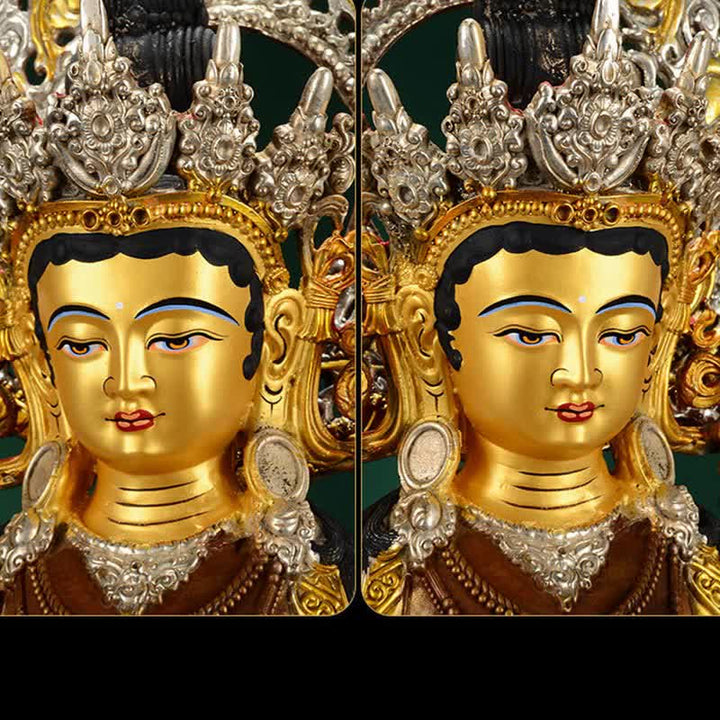 Decoración de estatua de cobre Bodhisattva Green Tara Hope