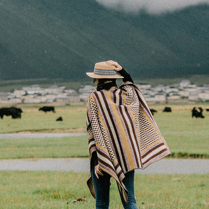 Mantón tibetano de Buddha Stones , patrón clásico, bufanda de viaje cálida y acogedora para invierno