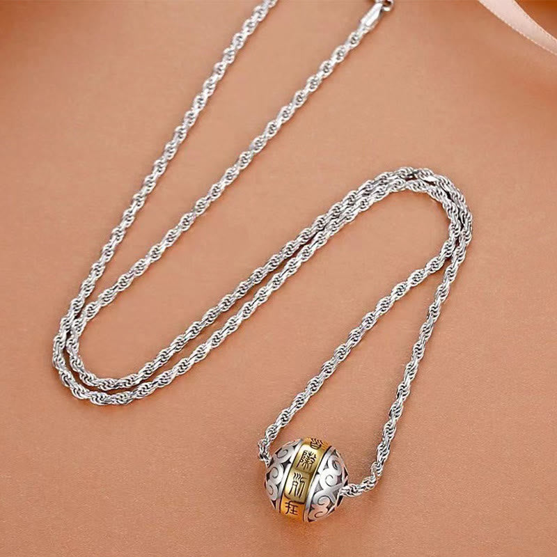 Buddha Stones taoísta Mantra de nueve caracteres grabado amuleto equilibrio collar colgante giratorio