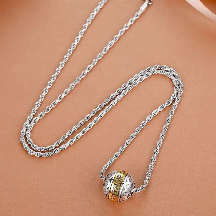 Buddha Stones taoísta Mantra de nueve caracteres grabado amuleto equilibrio collar colgante giratorio
