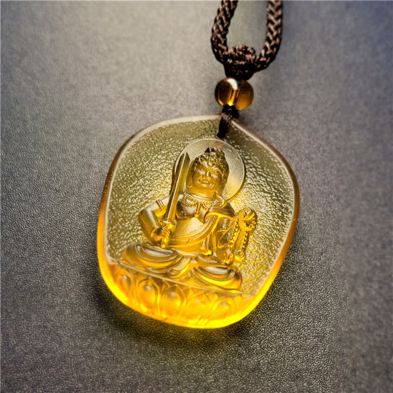 Buddha Stones zodiaco chino Buda Natal bendición Liuli cristal compasión COLLAR COLGANTE - Gallo-Acalanatha (Tamaño del colgante: aproximadamente 4,5 x 3,8 x 1 cm) - image 3